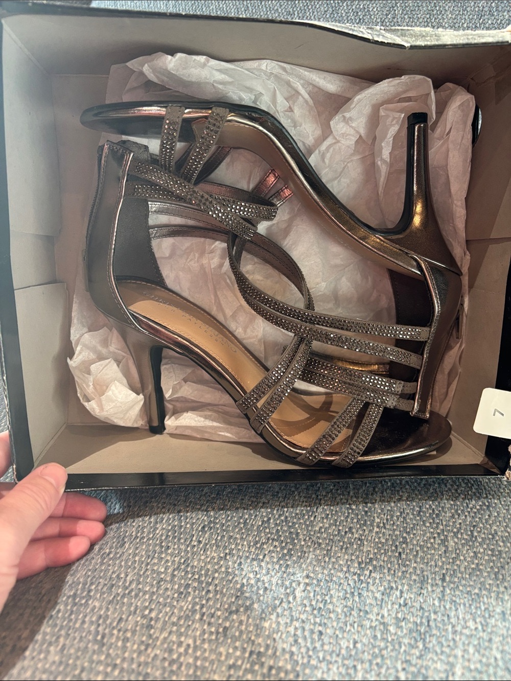 NWT Christian Siriano Kerr pewter heels! 7